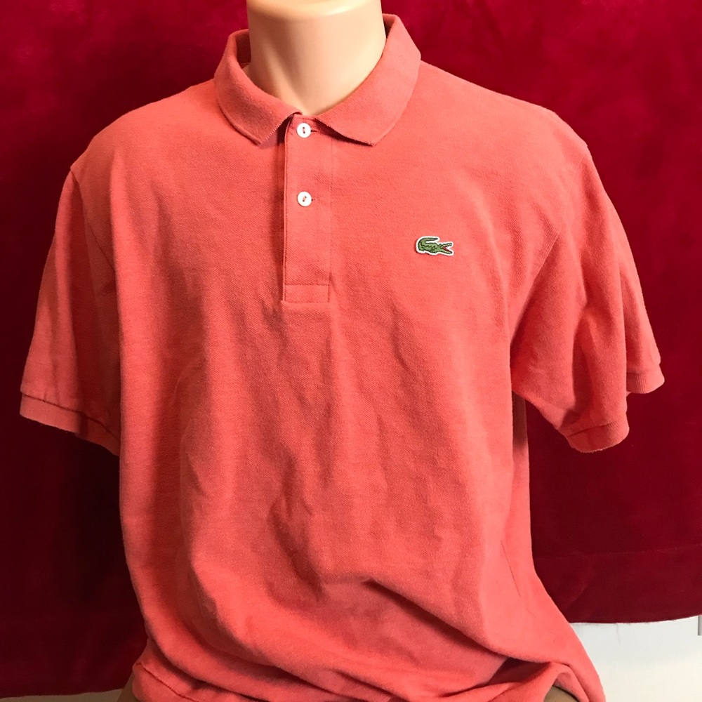 Lacoste short sleeve polo peach size large